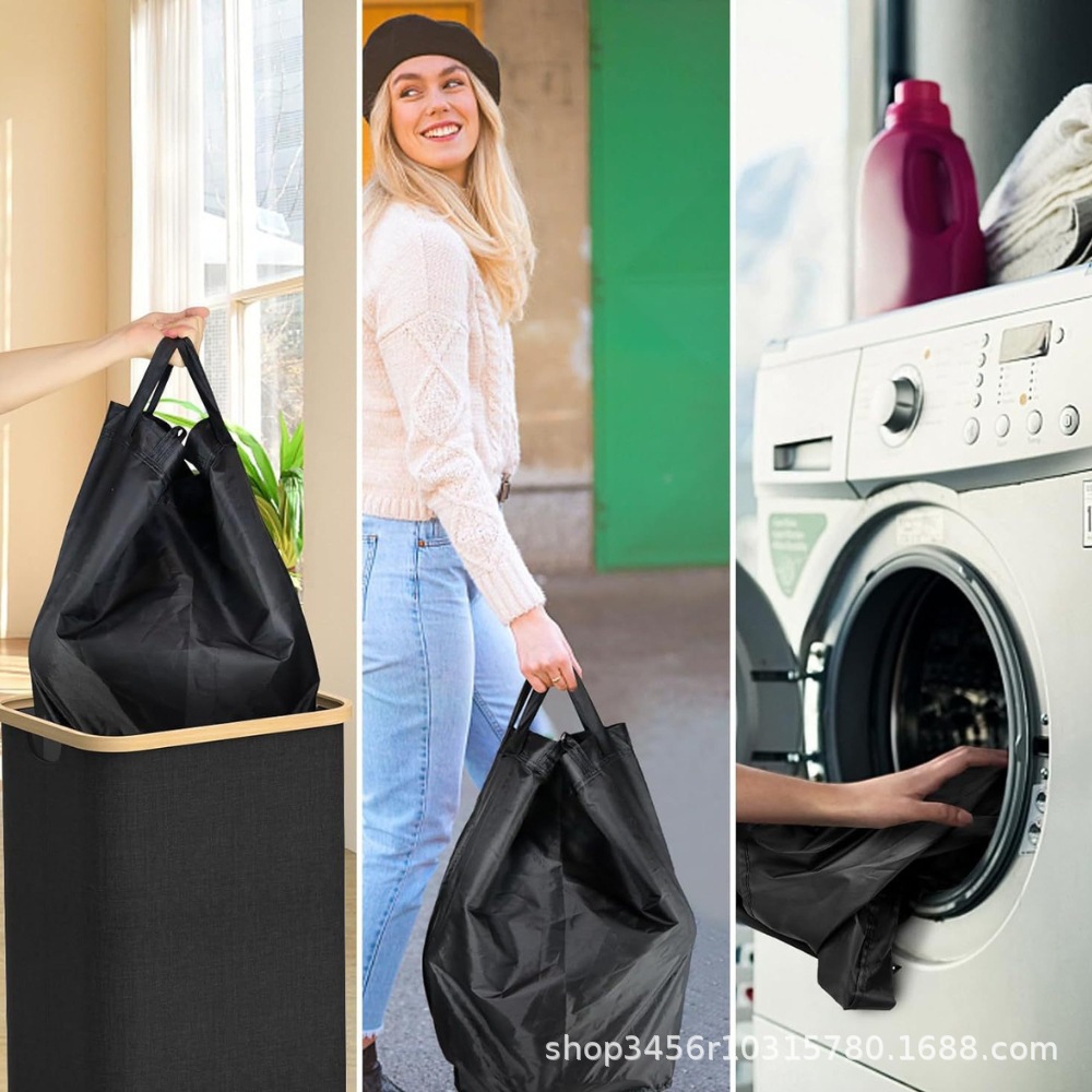 Botella reciclada cesta de almacenamiento de bambú con cubierta cesta de ropa sucia cesta de almacenamiento desmontable cesta de reciclaje caja de reciclaje plegable doméstica