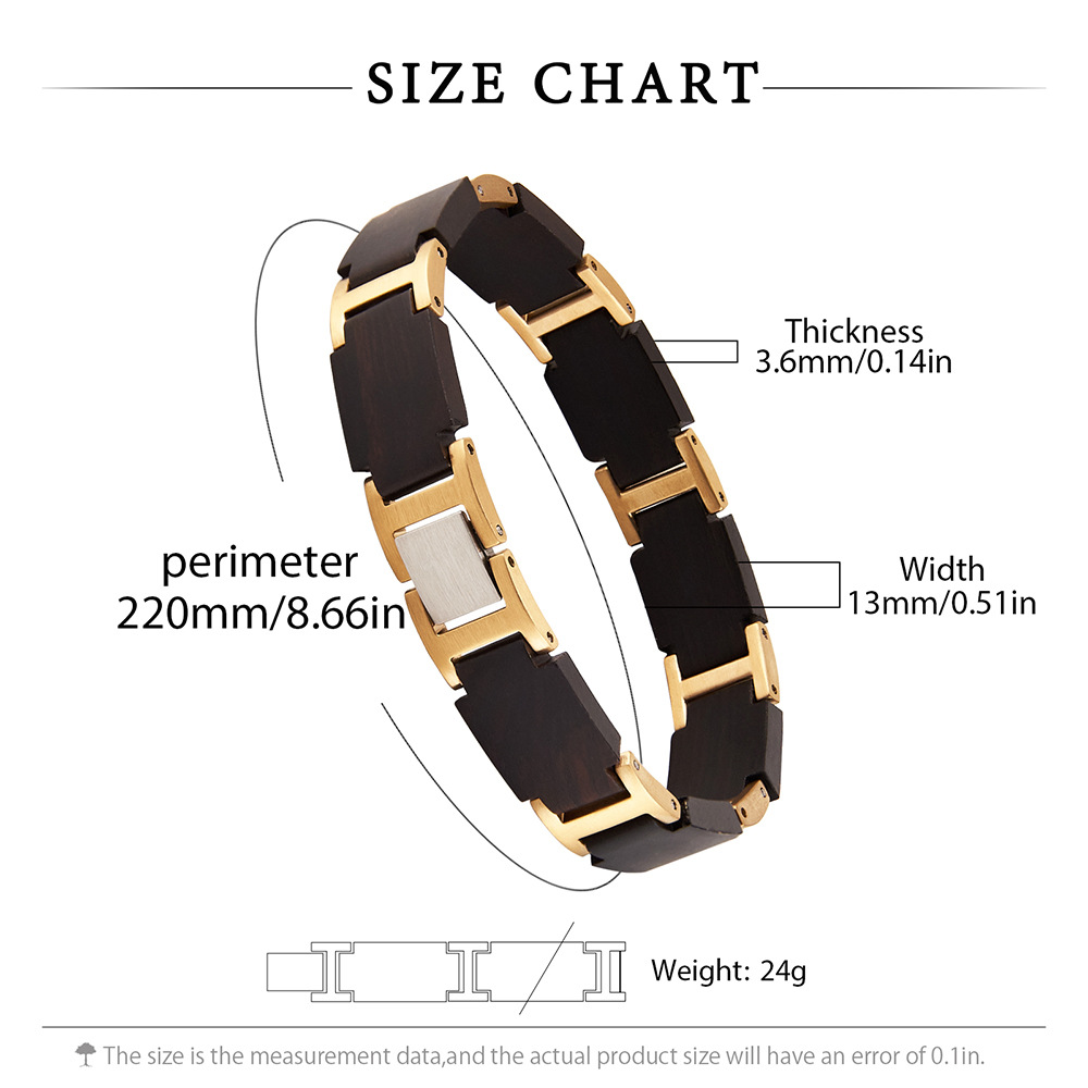 27g Weight Bracelets Classification Wood Chain Material 1 Piece Quantity Daily, Street Occasion Wood Material Geometric Pattern Men's Gender Vintage Style, Simple Style Style Men's Vintage Style Simple Style Bracelets Geometric Wood Men's Chain Bracelets 2
