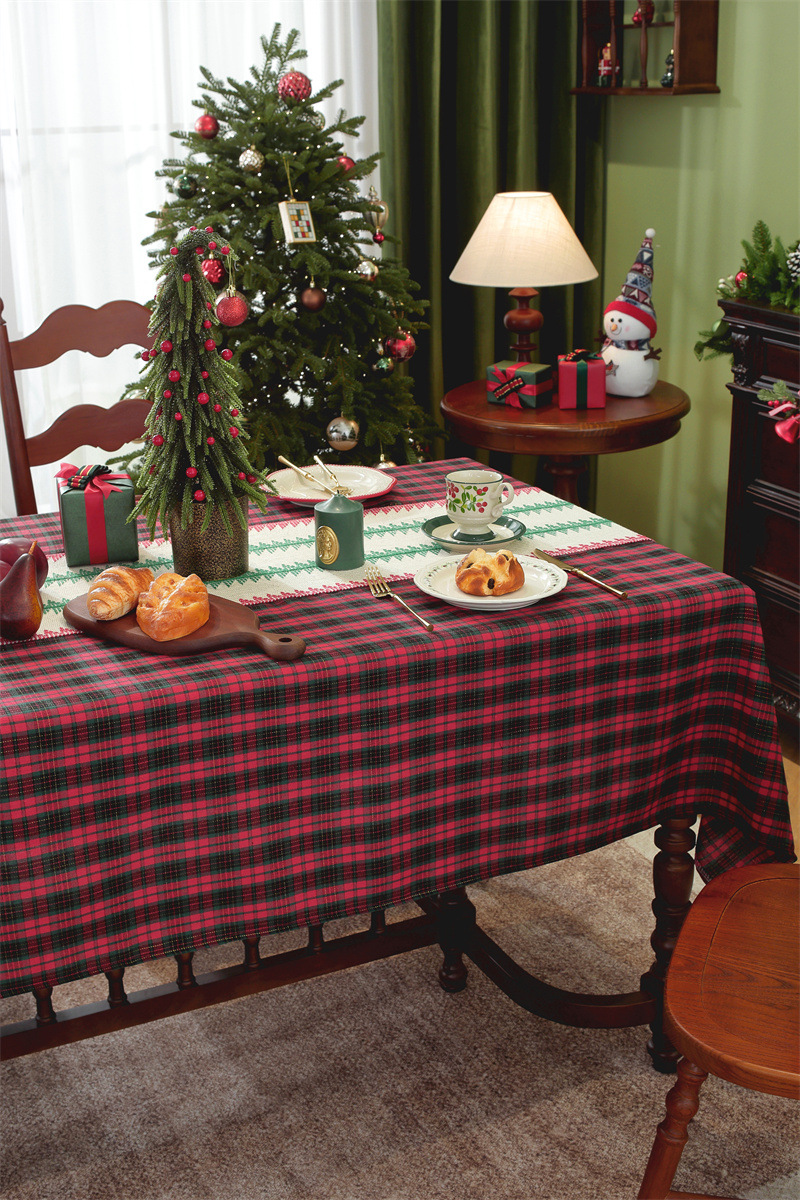 Runner a quadri patchwork per il commercio estero transfrontaliero, tovaglia da caffè con decorazioni natalizie, copritavolo da pranzo,_voghion.com