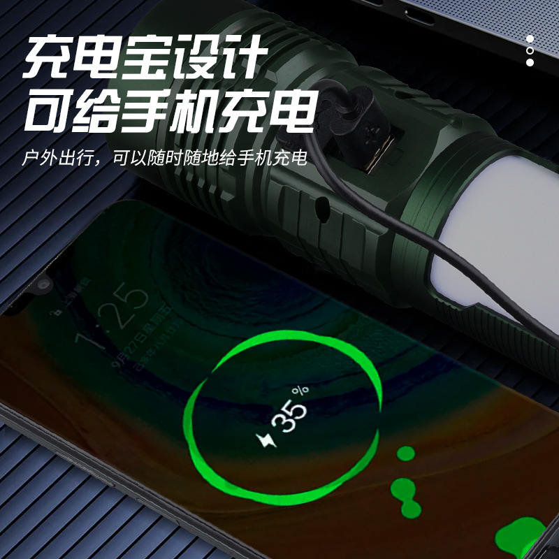 Lintera al aire libre transfronteriza larga duración luz suave luz de atmósfera cuatro fuentes de luz penetración iluminación linterna de aleación de aluminio