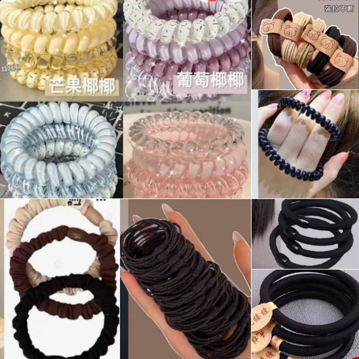 高品质电话线发圈高弹力波点发绳夏天头绳女发饰耐用无痕气质发夹