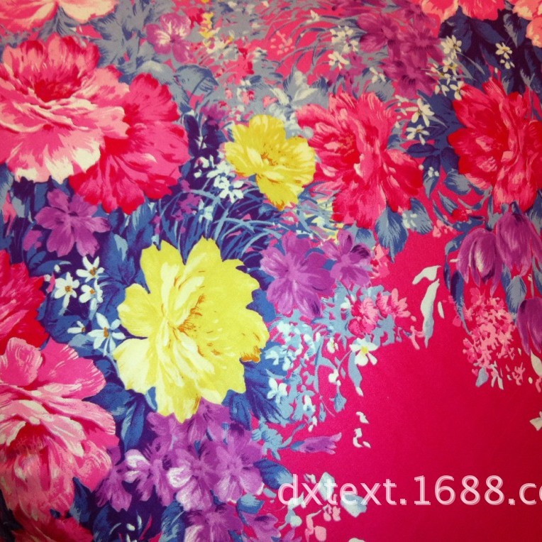 碎花杜鹃花印花布料 diy涤纶印花面料厂平纹布料厂家直供批发