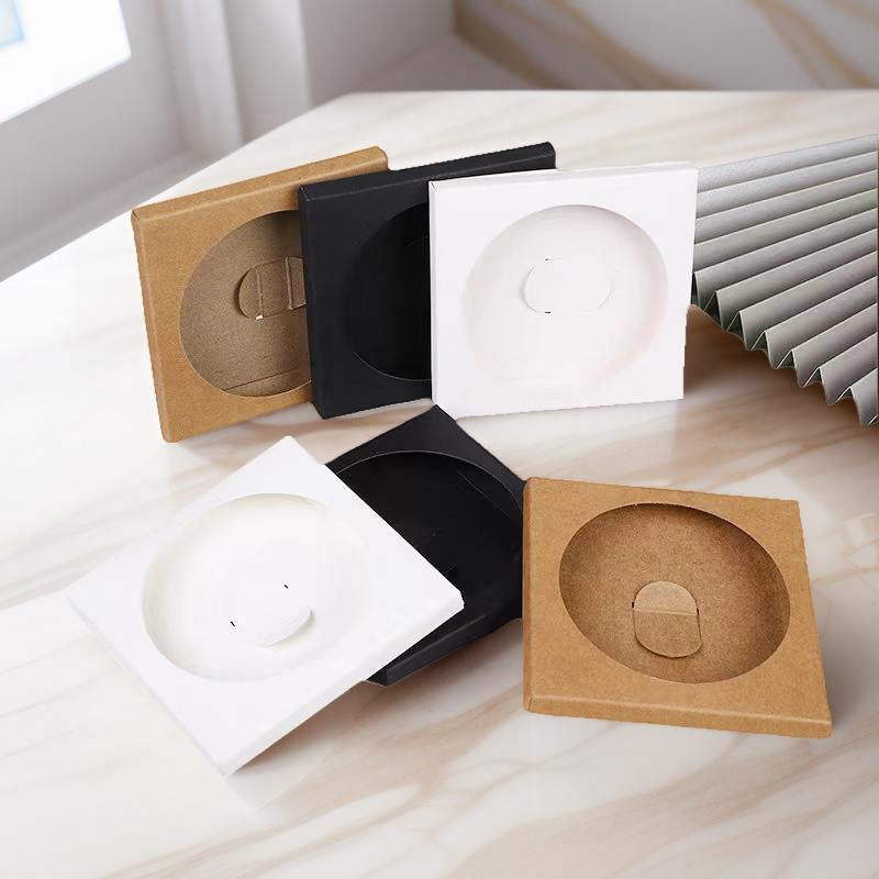 Ceramic Coaster Packaging Box Kraft Paper Bow Buckle Thin Paper Box Wooden Coaster Envelope Window Packaging Box