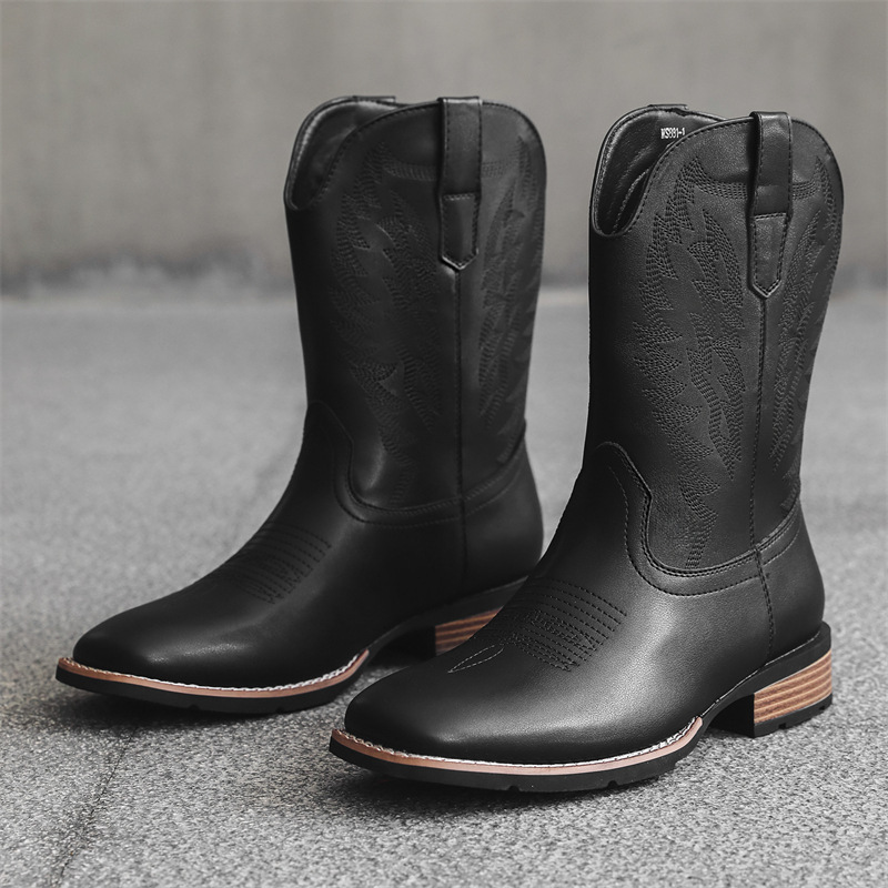 881 Cowboy boots 西部牛仔靴子时尚刺绣骑士靴V口长筒靴外贸大码|undefined