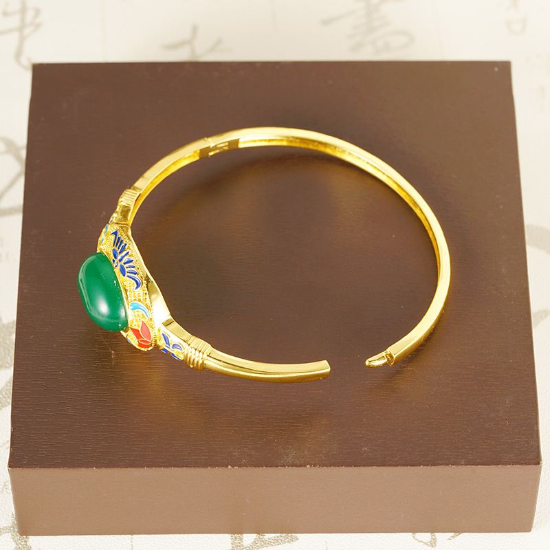 Esmalte de oro de arena vietnamita pintado pulsera de calabaza abierta retro estilo nacional aleación de cobre no se desvanece joyas al por mayor