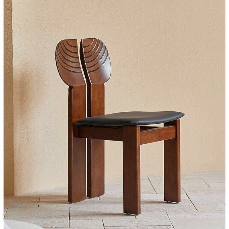 Retro Medieval Dining Chair Living Room Home Backrest Designer Simple Solid Wood Backrest Nordic Chair Low Stool