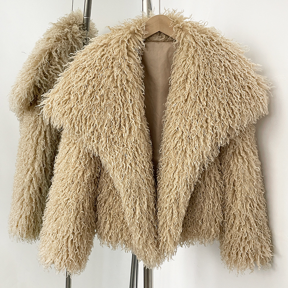 Dameskleding Korte jas Imitatie strandjas met imitatiebont Korte jas Modieuze imitatiebontkraag Winterkleding Elegante casual stijl_voghion.com
