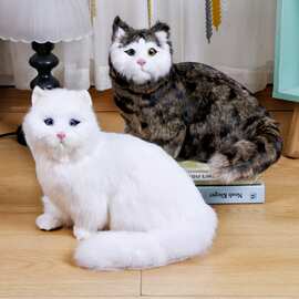 仿真猫咪波斯猫皮毛动物仿真猫手工艺品家居桌面摆件一件代发跨境
