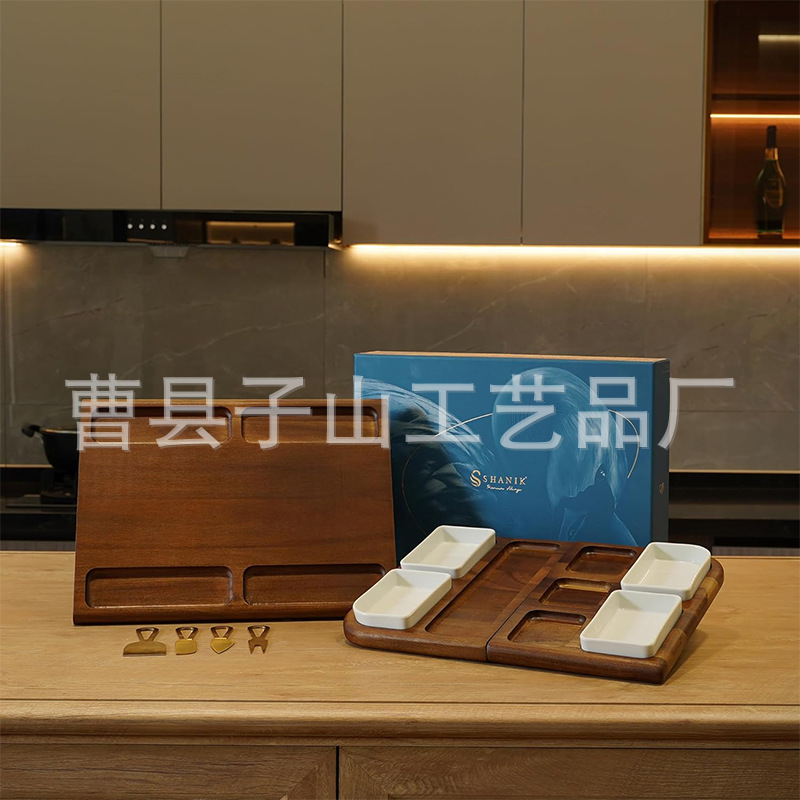 Tablero de comida cocinada de queso de madera, plato de bocadillos de galletas de frutas cuadradas, tabla de cortar multiusos de doble cara cuadrada, tabla de cortar, tabla de cena