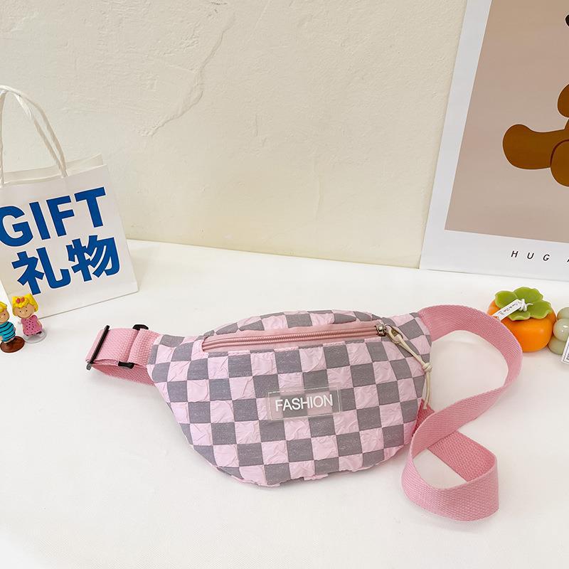 Nuevo estilo tablero de cuadros estilo occidental chico bolsa de mensajero de los niños de moda fresco bolsa de viaje pequeña mochila chica lienzo bolsa de pecho