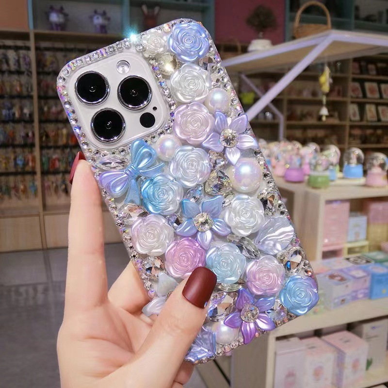 Color Resina Floral Teléfono Protector para Samsung S23 S24 Diamond de lujo Samsung S25 / S26