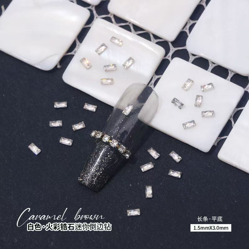 최상급 화이트 큐빅 지르코니아 [롱바 형태·1.5x3mm] 낱개