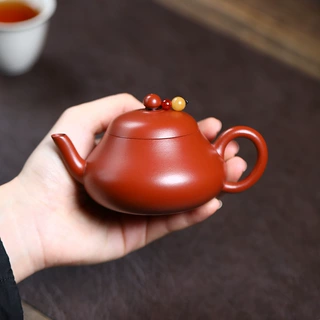 宜兴紫砂壶朱泥矮梨120cc功夫茶具厂家源头批发抖音密文一件代发