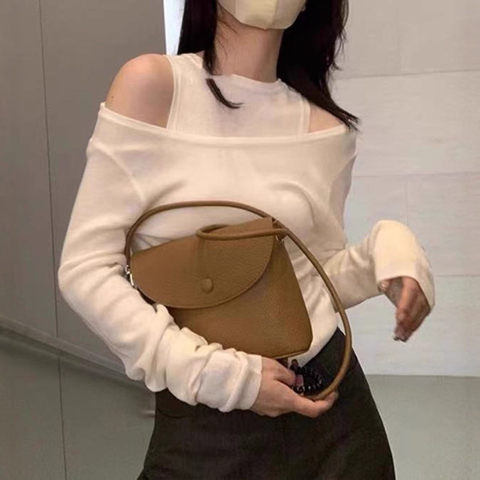 2025年气质露肩针织衫女秋冬假两件打底毛衣高级感修身内搭上衣潮|undefined