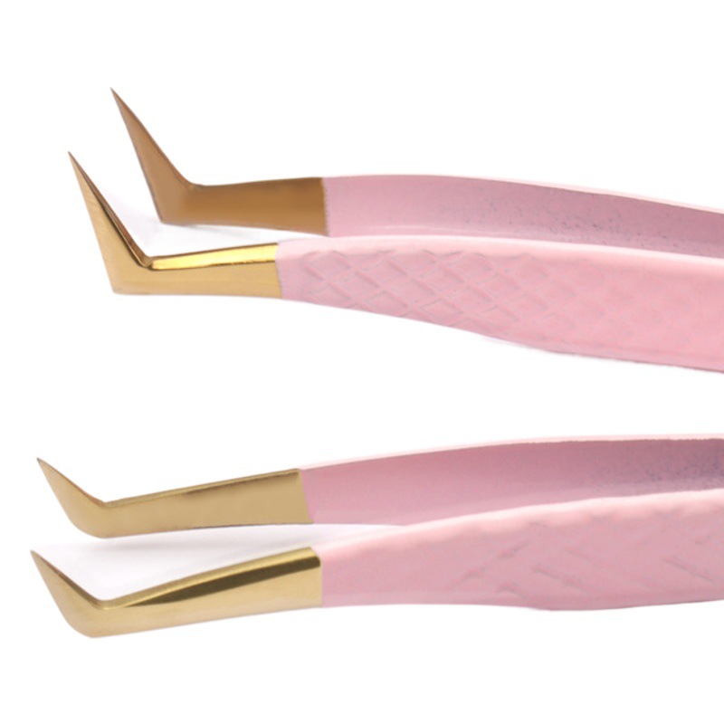 Wholesale Grafting Eyelash Tweezers Light Powder Mesh Tweezers Stainless Steel Eyelash Tweezers Eyelash Auxiliary Beauty Tools