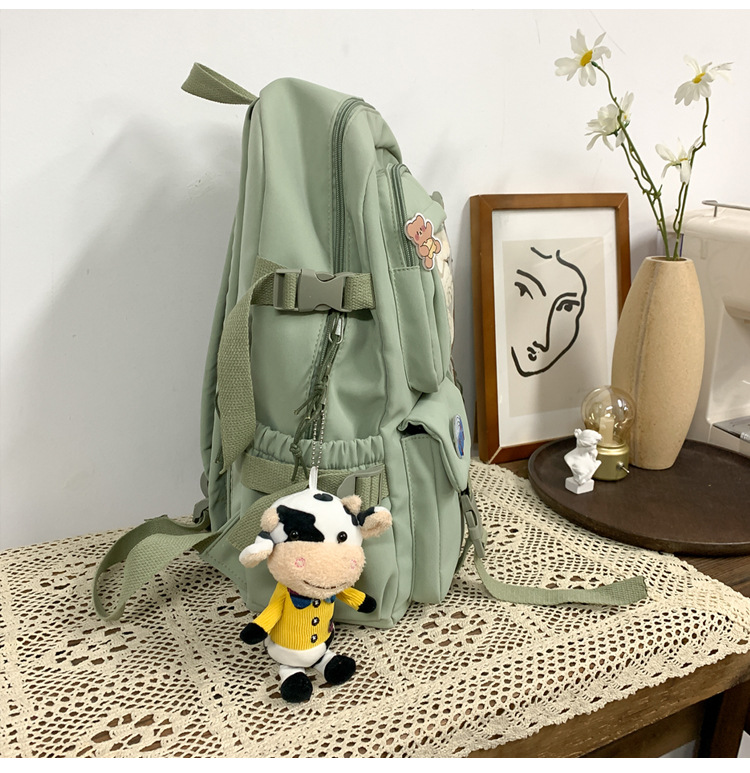637g Weight Polyester Lining Material Zipper Closure Type School Occasion Nylon Material Solid Color Pattern Women'S Gender Square Shape White, Pink, Green, Blue, Black Color Large Size Wholesale Large Capacity Bear Backpack Nihaojewelry 1