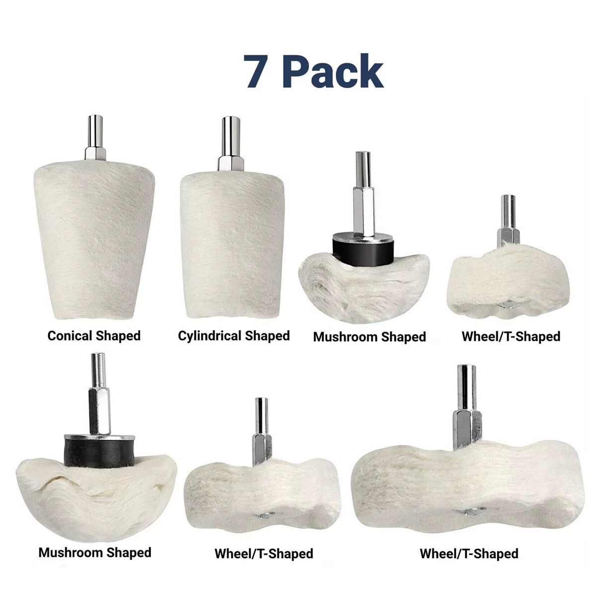 Набор из 7 частей Полировое колесо Полировое колесо 6.35mm ручка из хлопчатобумажной ткани Полировальная прокладка шлифовальная с ручкой белого тканого колеса зеркальная полировка