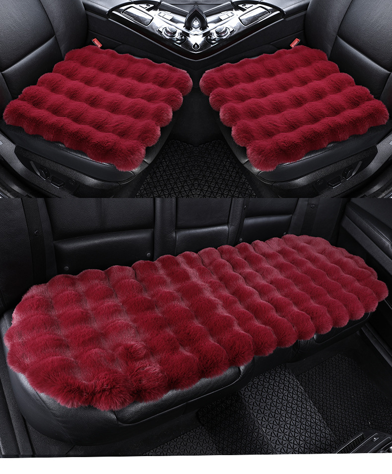 temu Amazon new bubble velvet car cushion rabbit plush warm winter three-piece plush