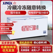 星星冷柜500/1000升大容量商用冷柜单温冷藏冷冻柜直冷卧式冰箱