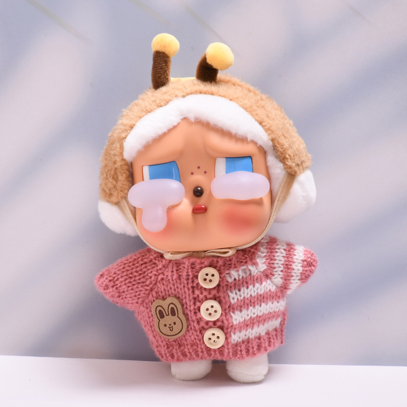仅娃衣】哭娃眼泪工厂搪胶脸毛绒盲盒玩偶CRYBABY纽扣毛衣娃衣服|undefined