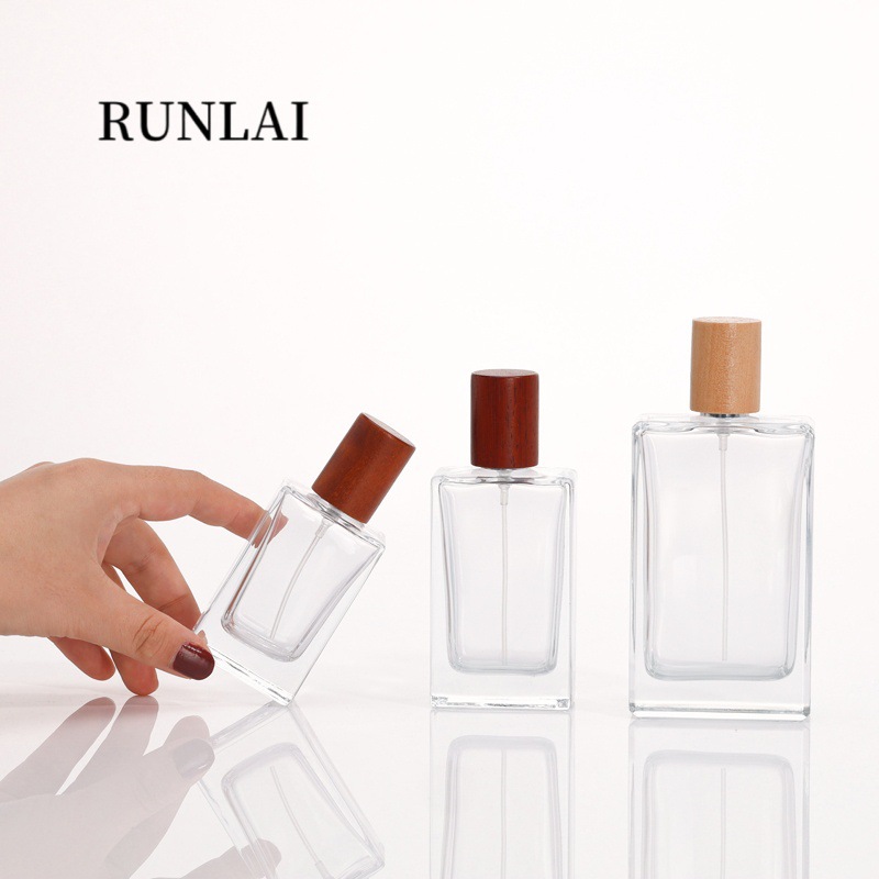 简约高档可diy玻璃香水分装瓶裸瓶搭配木盖50ml perfume bottle