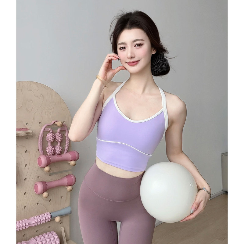 运动内衣女夏季美背防震瑜伽服背心一体式收副乳跑步训练健身文胸|undefined