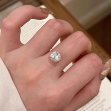 925银防莫桑石戒指设计感轻奢透明线隐形人鱼之泪戒指鱼线钻戒女