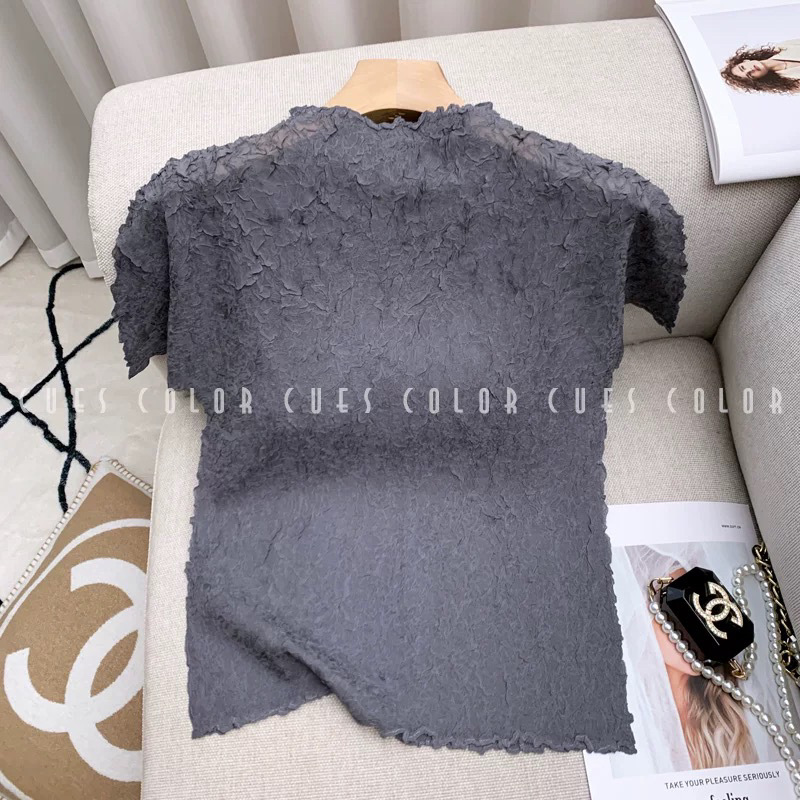 Pleated Style - Women's 2025 New Summer Fashionable Stand Collar Top Super Elastic Slim Fit Beautiful Blouse T0021-1