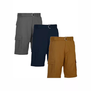 2025 European and American Cargo Shorts Men's Summer Belt Quick-Drying Cross-Border Amazon Straight Pants Multi-Flap Pocket Pants Five-Point Pants