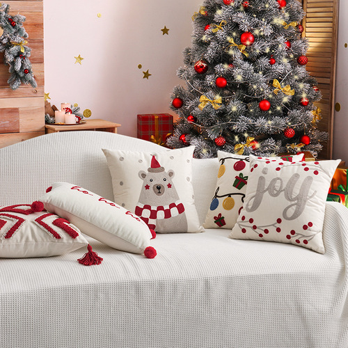 Cross-border New Year Christmas pillow tufted autumn and winter living room sofa pillow model room bed and breakfast cushion pillow case wholesale