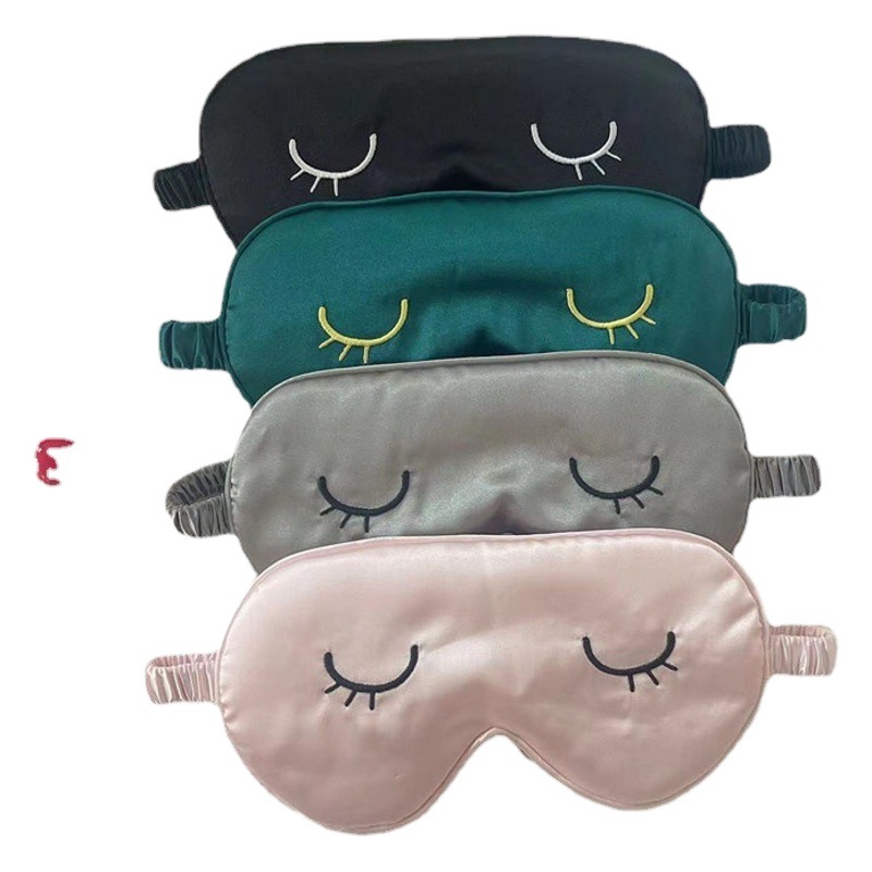 Pestañas de ojo de dibujos animados lindo máscara de ojo de seda imitación seda de mora sombreado máscara de ojo de sueño transpirable traje de viaje en stock