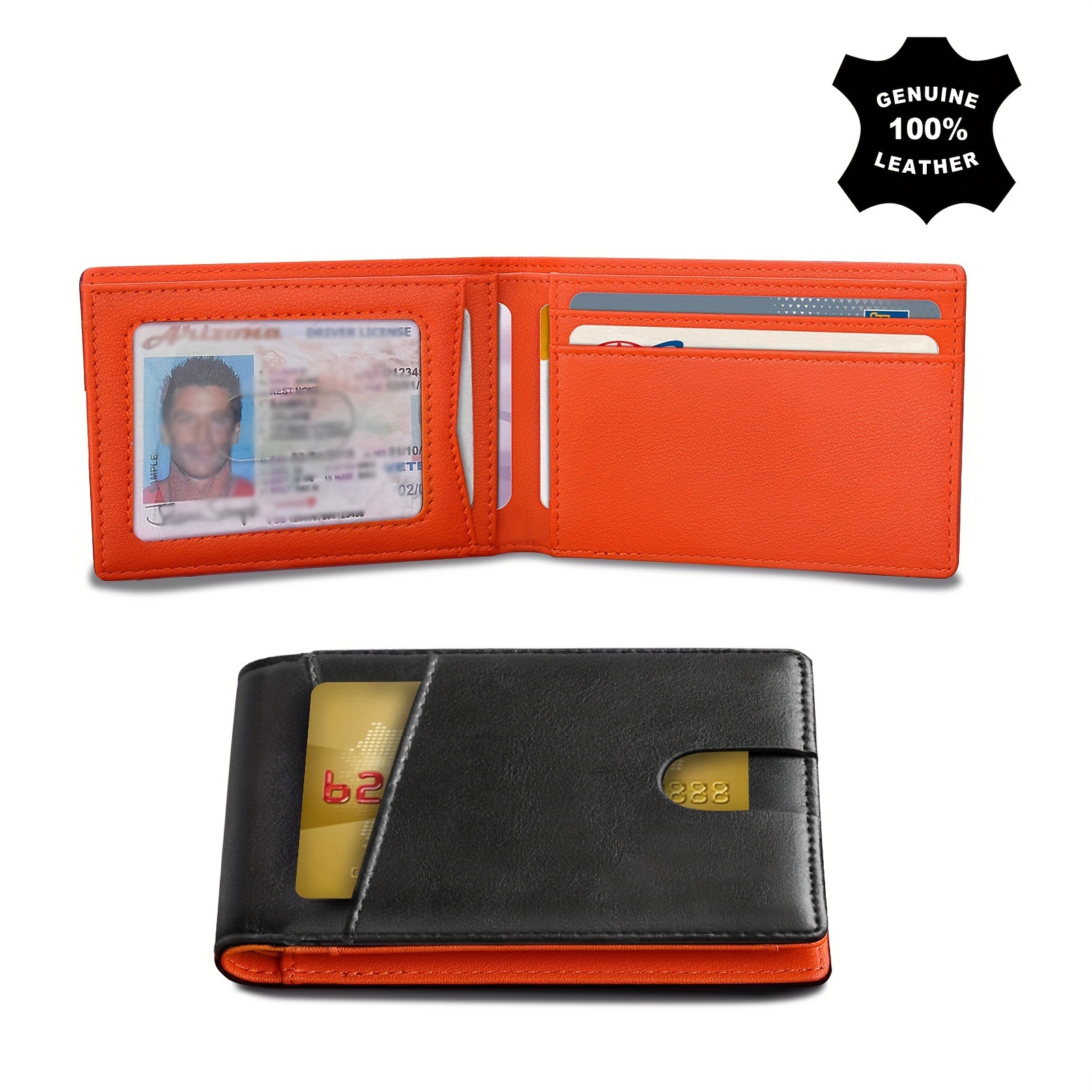 Amazon corto color sólido ultra delgado dólar multi-tarjeta RFID bolso anti-robo bolso de mano de negocios de lujo ligero billetera de hombre