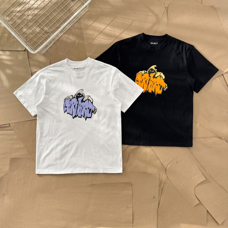 Foreign Trade In-Stock Trendy Brand Car Ghost Devil Print Couple Style Short-Sleeve 260g Double Yarn Pure Cotton T-Shirt Cross-Border Foreign Trade In-Stock Trendy Brand Car Ghost Devil Print Couple Style Short-Sleeve 260g Double Yarn Pure Cotton T-Shirt Cross-Border