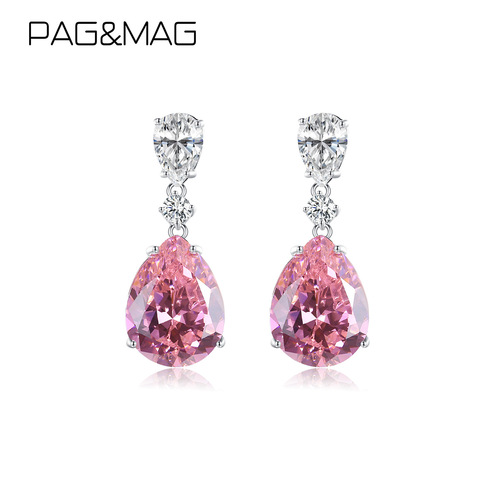 PAG&MAG bridal earrings 925 silver women's high-end retro palace style pink gemstone earrings earrings and earrings