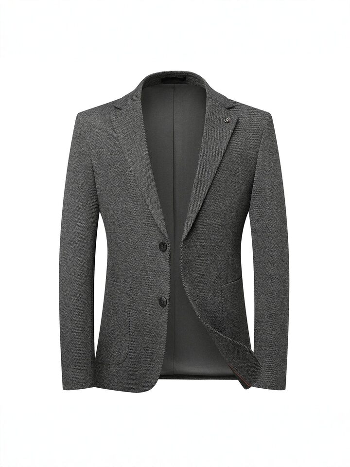 Áo vest nam công sở dáng ôm, pha len lông cừu, dày dặn, chống nhăn, cổ bẻ phẳng — màu xám