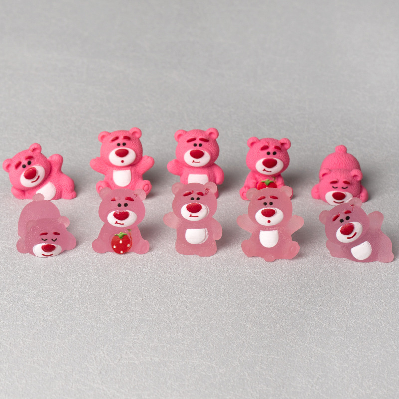 Luminous Pink Strawberry Bear Stereo Resin Cute Grain DIY Accessories Car Desktop Decoration Small Ornaments Doll Luminous Pink Strawberry Bear Stereo Resin Cute Grain DIY Accessories Car Desktop Decoration Small Ornaments Doll