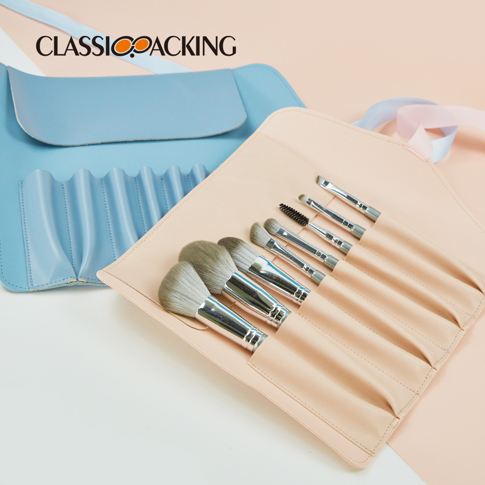 Bolsa de cepillo de maquillaje estilo ins japonesa, impermeable, cepillo de cejas portátil, cepillo de sombra de ojos, bolsa de rollo de cepillo de polvo suelto, bolsa de maquillaje simple