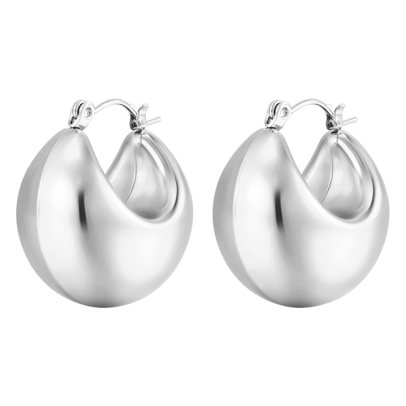 INS redondo de acero inoxidable hueco pendientes Chubby Dudu irregular bola oreja hebilla moda europea y americana joyería personalizada