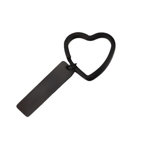 Mirror polished stainless steel keychain square long tag peach heart key ring glossy engravable logo pendant