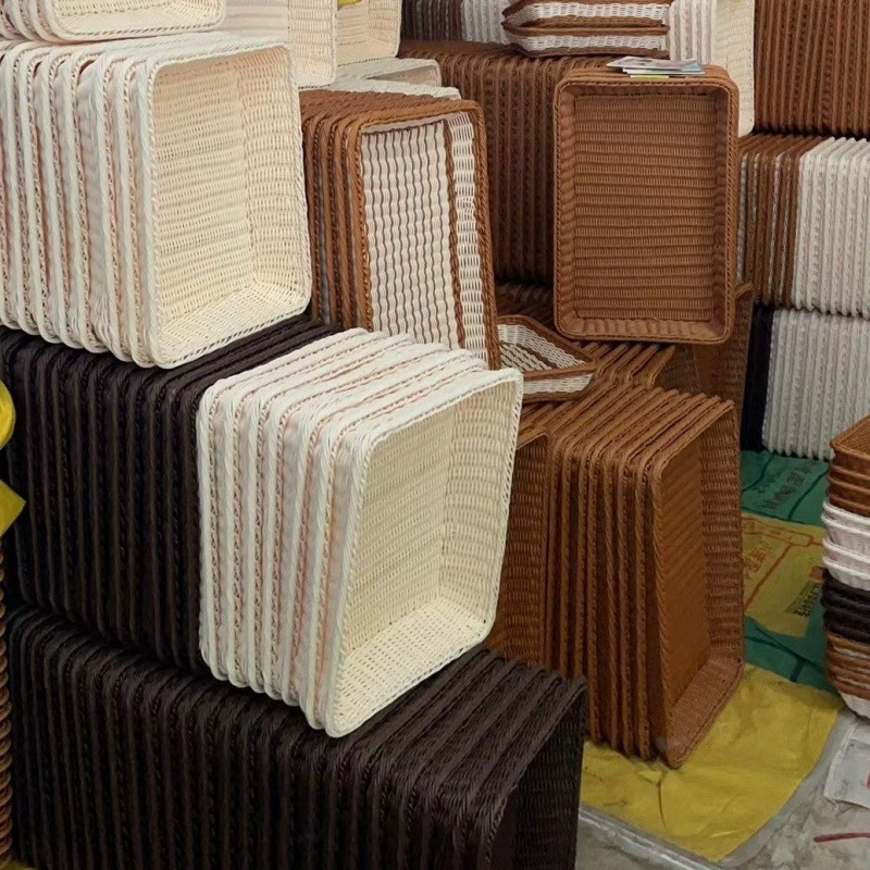 Плетеная корзина из искусственного ротанга, корзина для булочек на пару, бытовая корзина, корзина для демонстрации в супермаркете, корзина для фруктов, корзина для хранения закусок из ротанга, начиная от одной штуки.