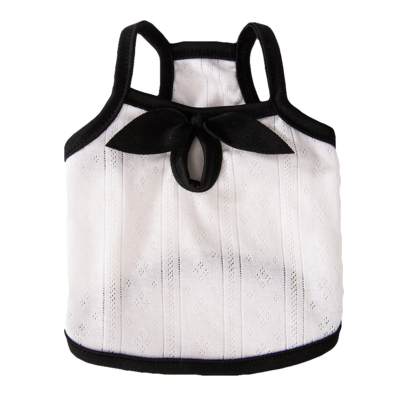 Japón y Corea del Sur minimalista chaleco perro ventilado clásico negro y blanco cinturón gatos perros pequeños y medianos peluche ropa de perro