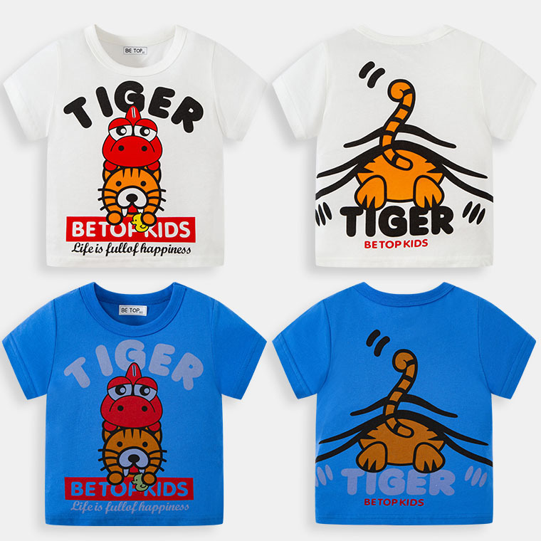 Camiseta para niños de comercio exterior transfronterizo de lote directo de fábrica de ropa para niños 2023 nueva camiseta de bebé impresa de dibujos animados para niños
