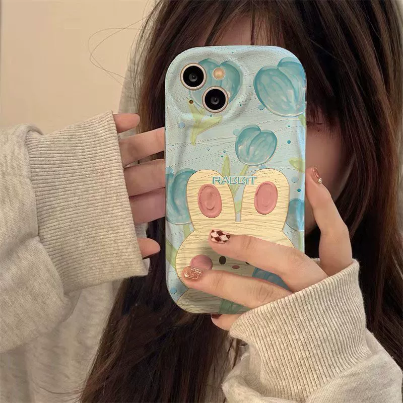 Чехол «тюльпан-заяц» кремового цвета, совместимый с iPhone 14, 13 Pro / 12, универсальный мягкий чехол, 16 Pro Max, совместим с 8 Plus