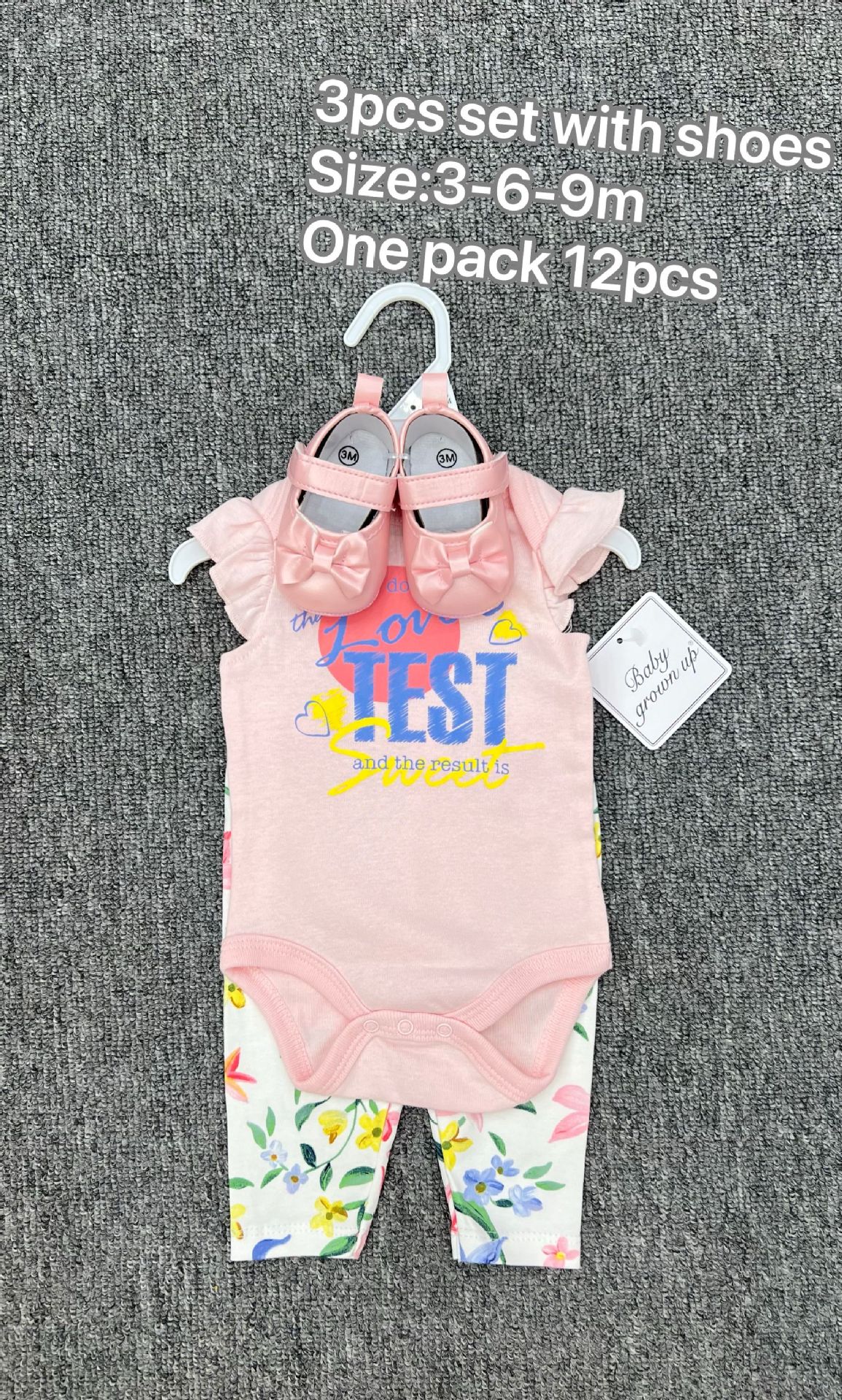 Comercio exterior bolsas de bebés recién nacidos de verano mangas cortas tres piezas con zapatos 3 piezas ropa de bebé al por mayor image 20