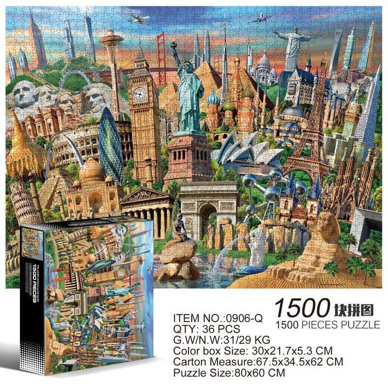 パズル積み木大人1500枚の紙の平面世界名画クリスマスカスタム卸売り|undefined