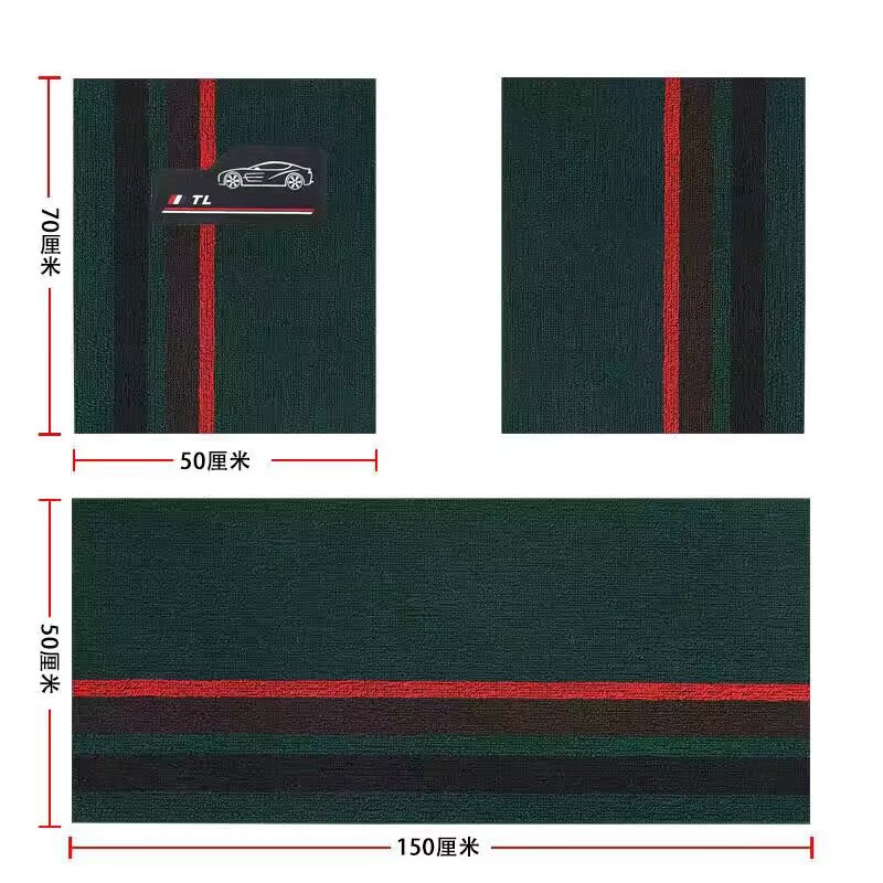 Universal Foot Pad – Universal Car Coil Floor - dark-green-front-5070-rear-50150-chenille-3-piece-set