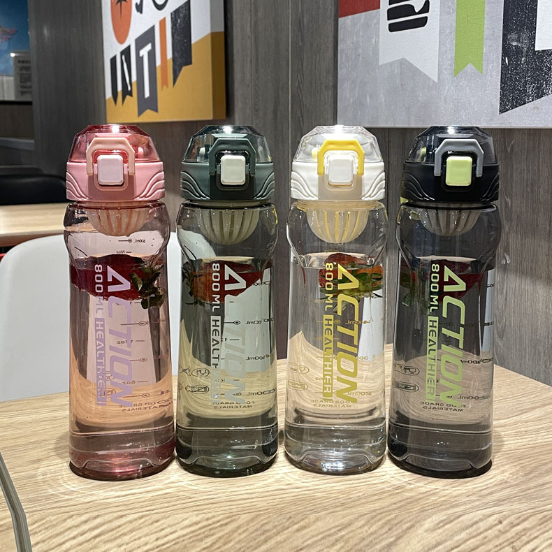 Qitong verano nueva taza de plástico 800ml rebotando deportes hervidor de fitness de las mujeres de alta apariencia portátil bebida directa taza