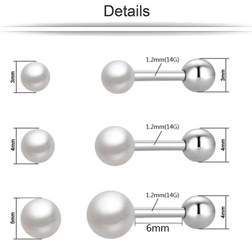 Korean-style Minimalist Pearl Earrings, Stainless Steel Electroplated Ear Accessories, Ear Bone Pins with Imitation Pearls, Body Piercing Jewelry Wholesale