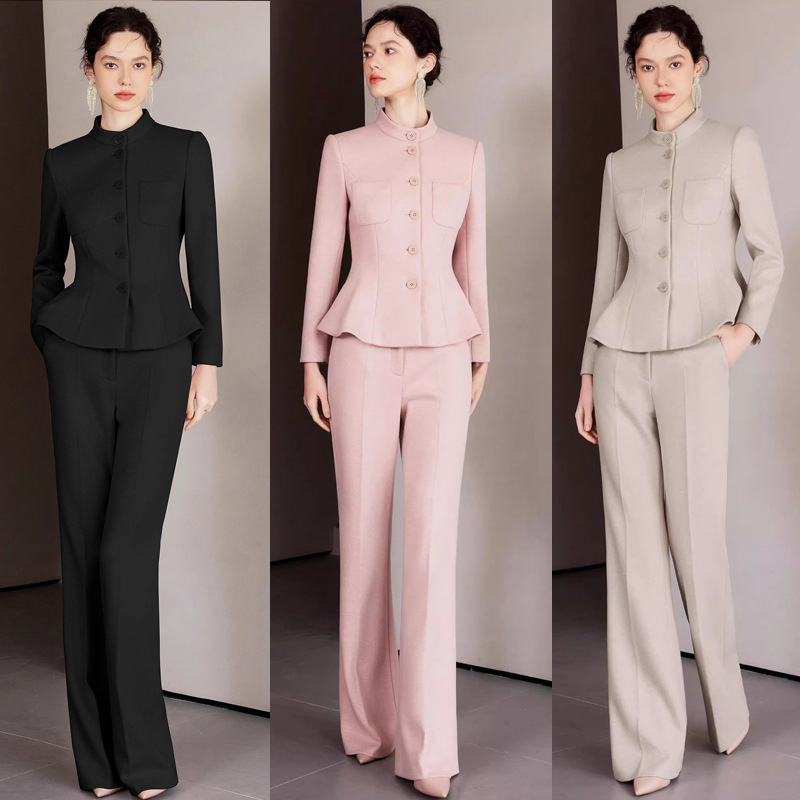 AD Winter Business Wear Elegant Goddess Style Suit suit Women's High-end Pink Wool Suit Two-piece Pants