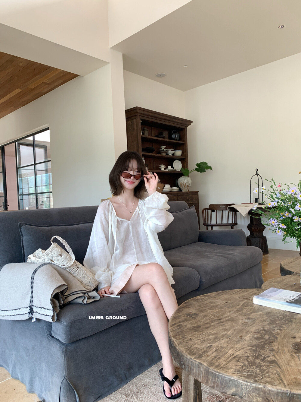 Áo sơ mi nữ linen tay dài cổ V dây buộc phong cách lười biếng — Xanh nước biển, màu hồng, Vàng nhạtcolor, trắng sữa chi tiết 21